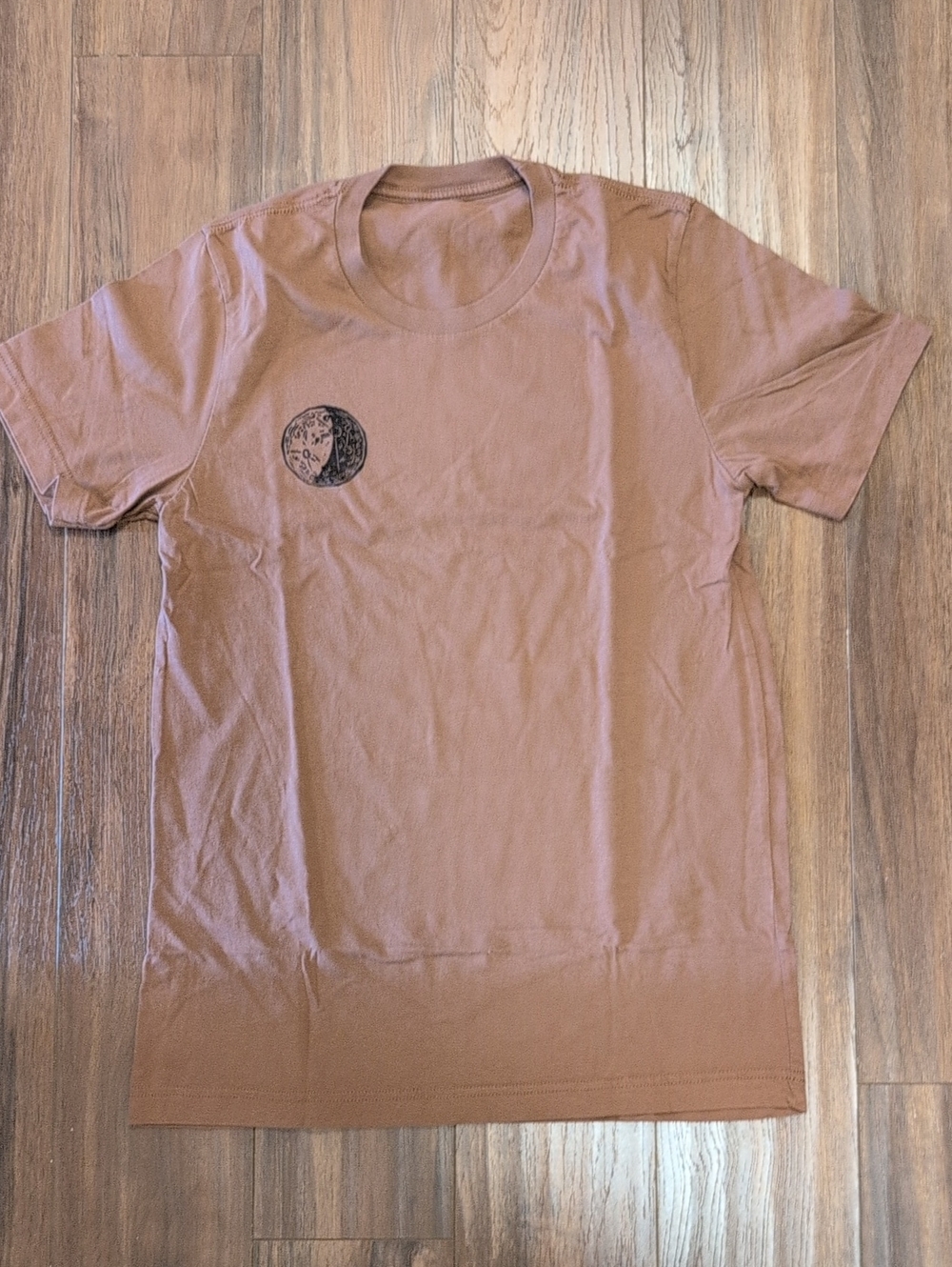 Moon  And Dragon Printed Shirt Clay Red Brown Graphic Crewneck T-Shirt - Brown